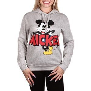 Disney Mickey Mouse Hoodie Sweatshirt Womens Long Sleeve Pullover Grey S M L